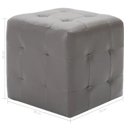 vidaXL Puf 2 unidades cuero sintético 30x30x30 cm Gris Online