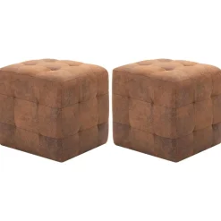 vidaXL Puf 2 unidades piel de ante artificial marrón 30x30x30 cm Marrón Best