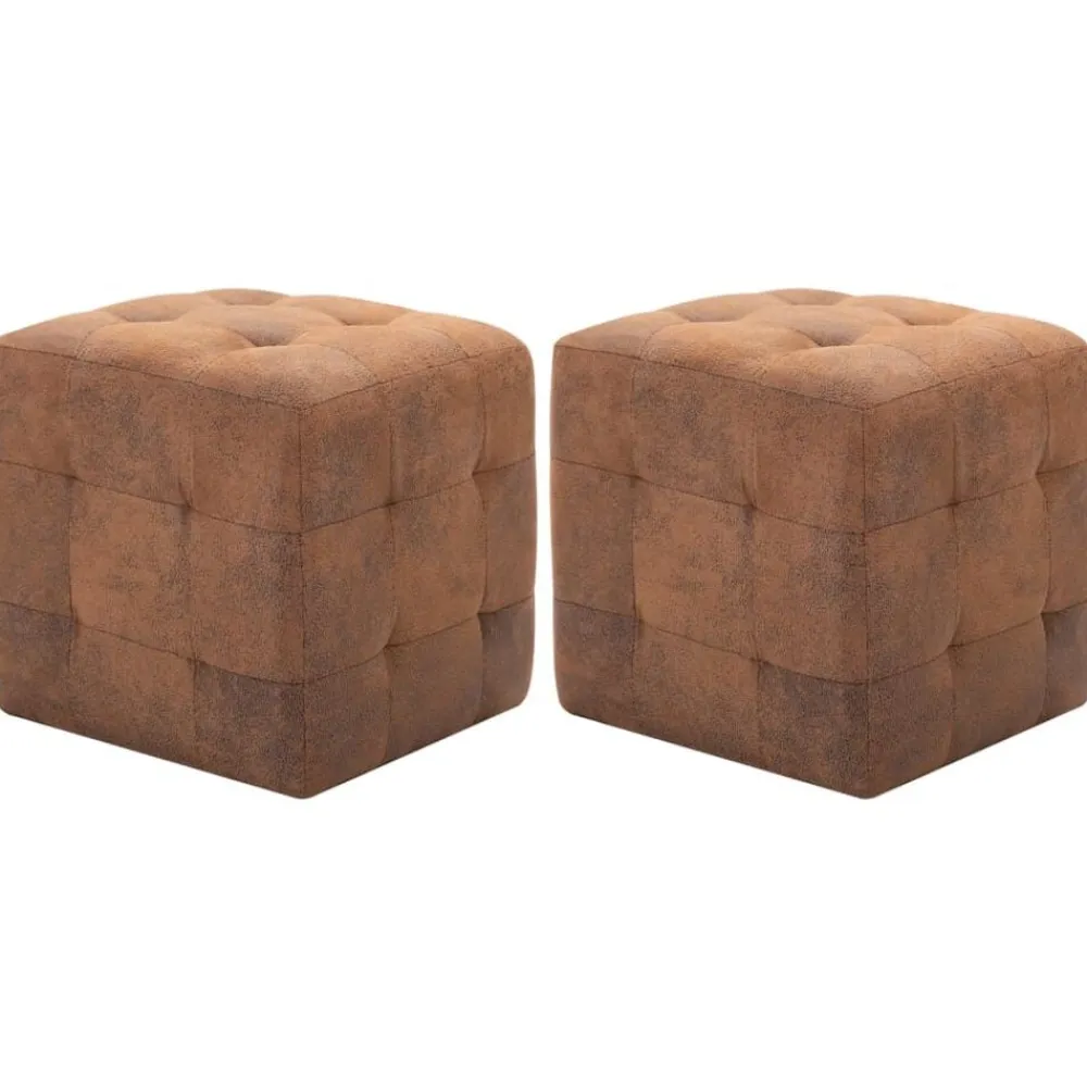 vidaXL Puf 2 unidades piel de ante artificial marrón 30x30x30 cm Marrón Best
