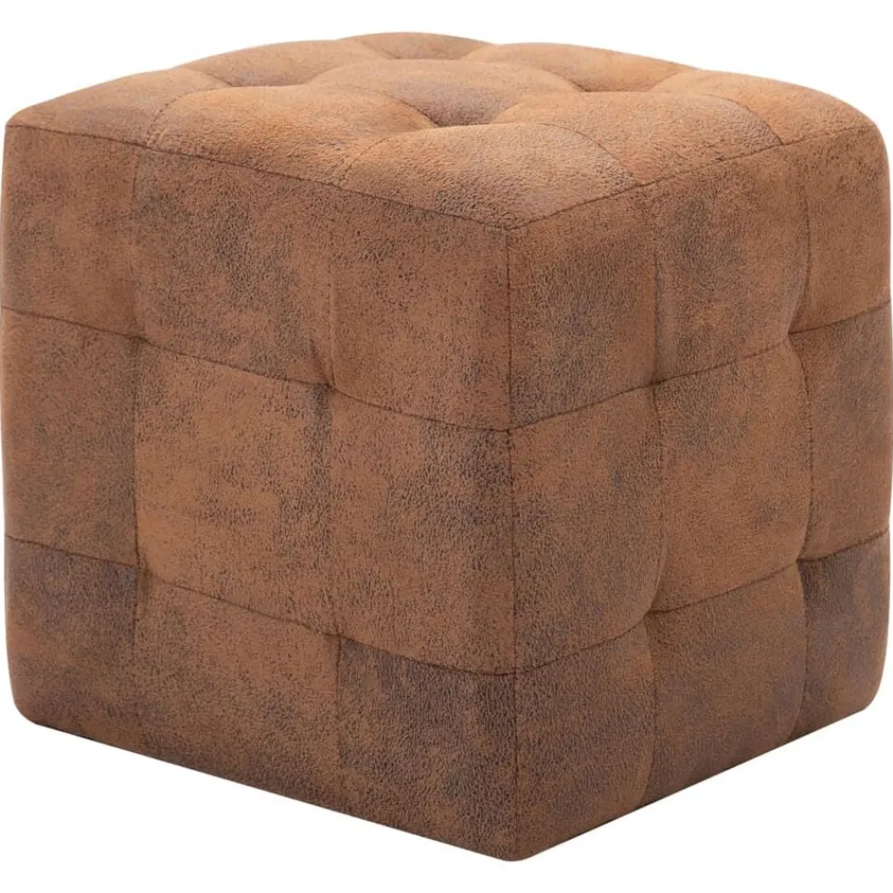 vidaXL Puf 2 unidades piel de ante artificial marrón 30x30x30 cm Marrón Best
