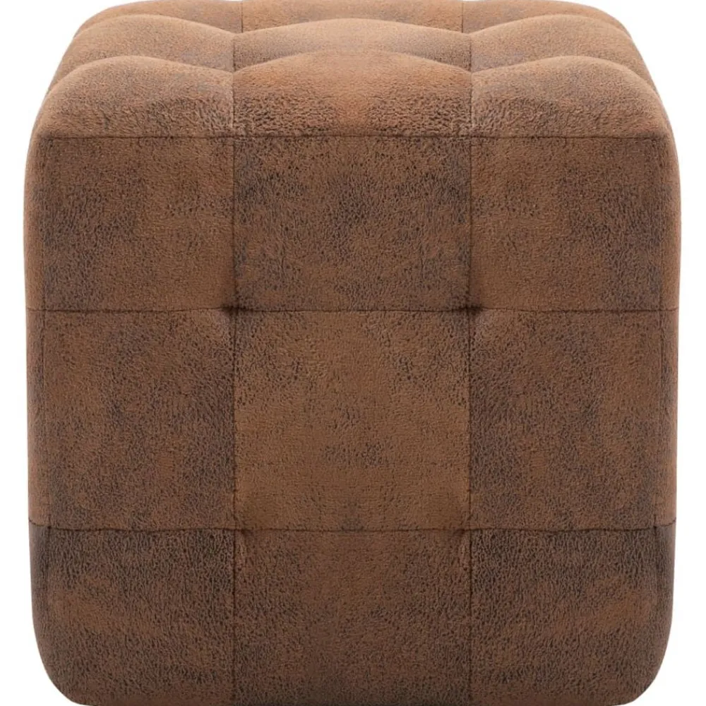 vidaXL Puf 2 unidades piel de ante artificial marrón 30x30x30 cm Marrón Best