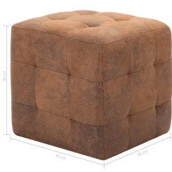 vidaXL Puf 2 unidades piel de ante artificial marrón 30x30x30 cm Marrón Best