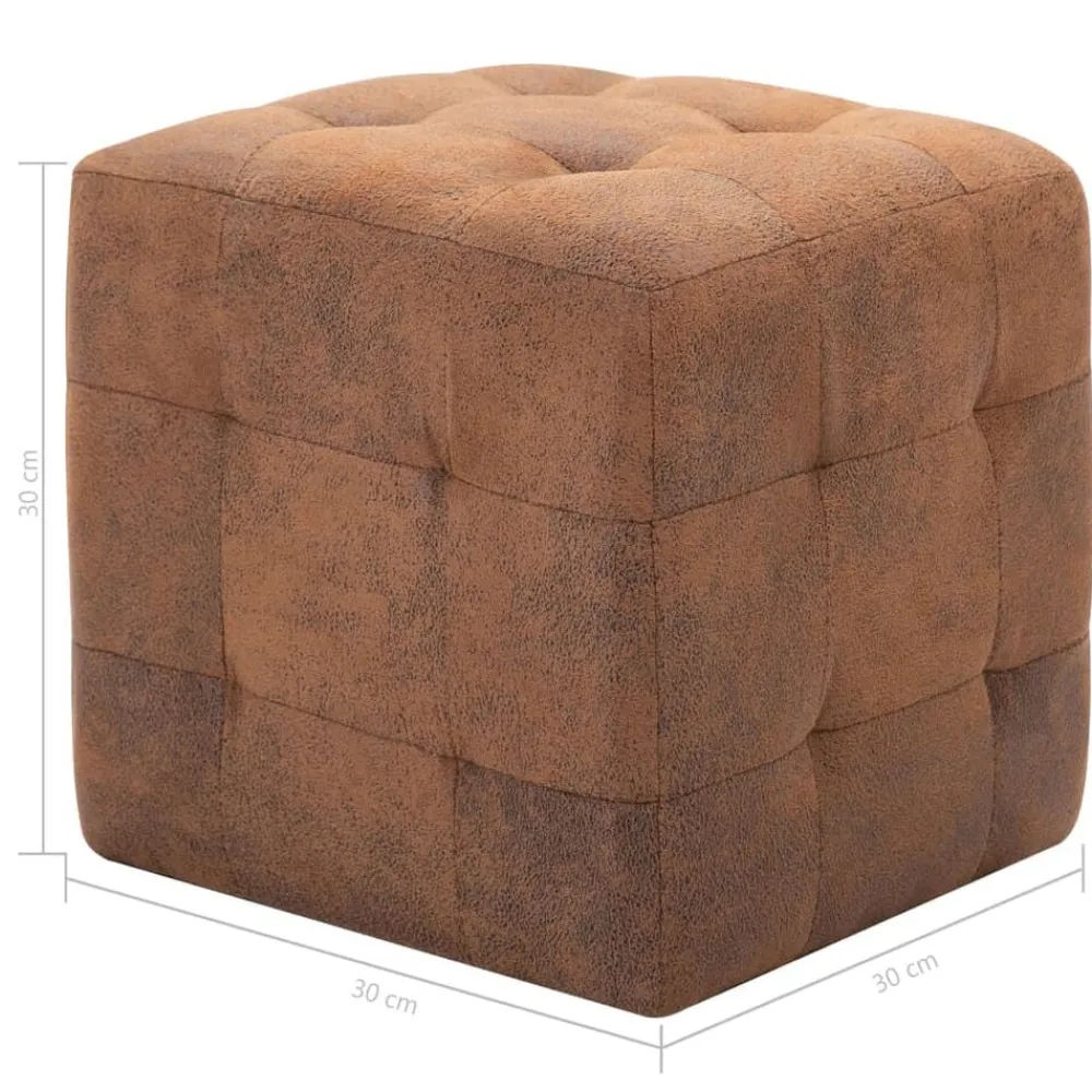 vidaXL Puf 2 unidades piel de ante artificial marrón 30x30x30 cm Marrón Best