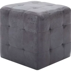 vidaXL Otomanas-Puf 2 unidades piel de ante artificial 30x30x30 cm