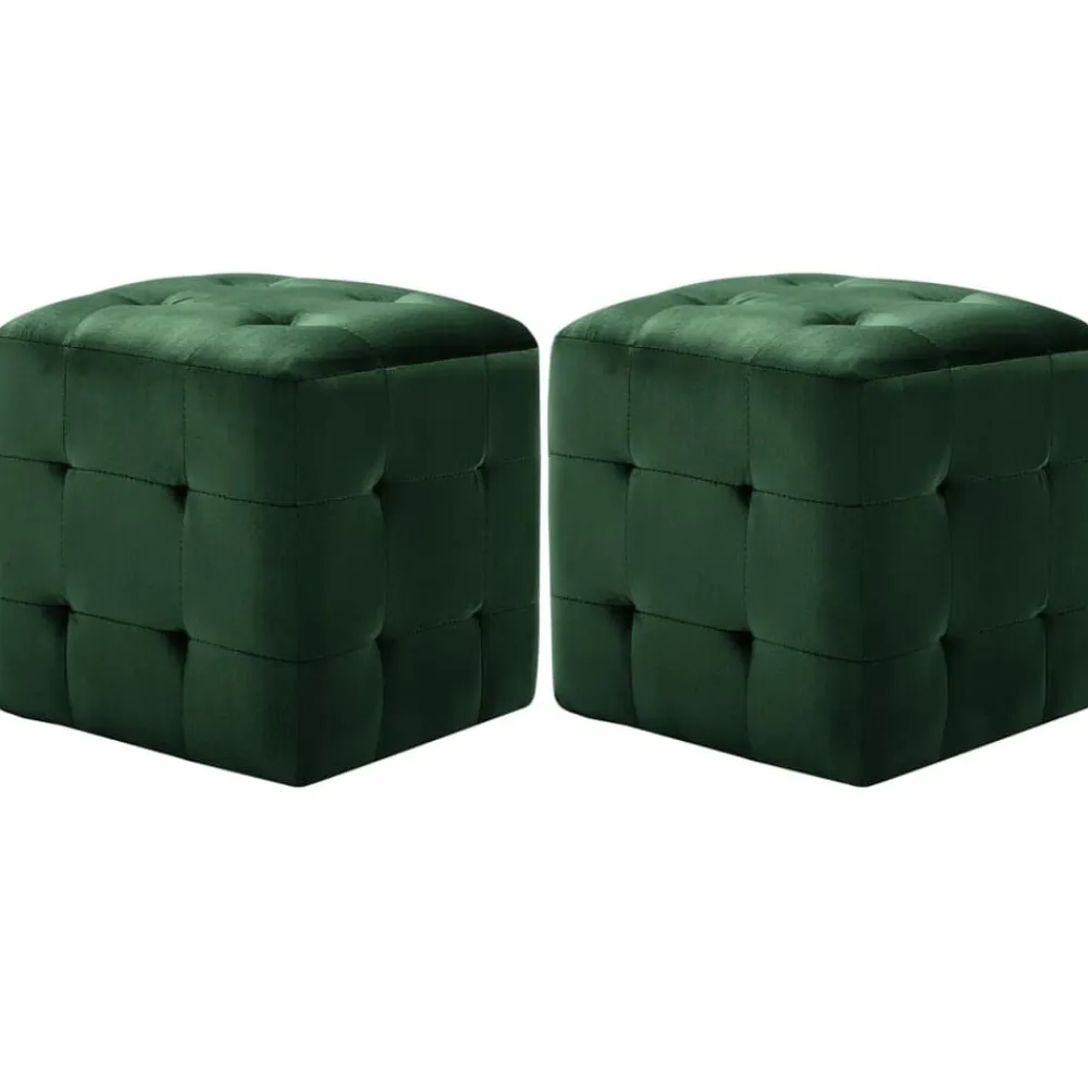 vidaXL Puf 2 unidades terciopelo 30x30x30 cm Verde