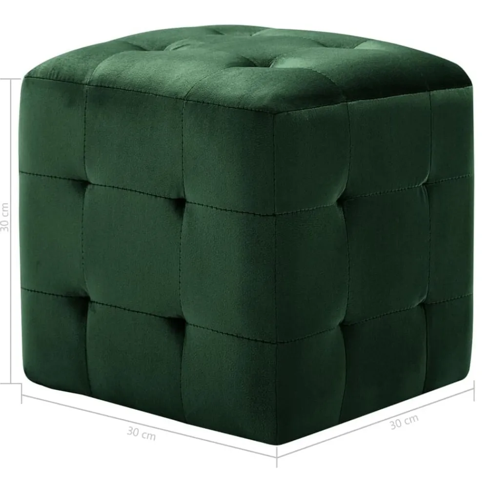 vidaXL Puf 2 unidades terciopelo 30x30x30 cm Verde