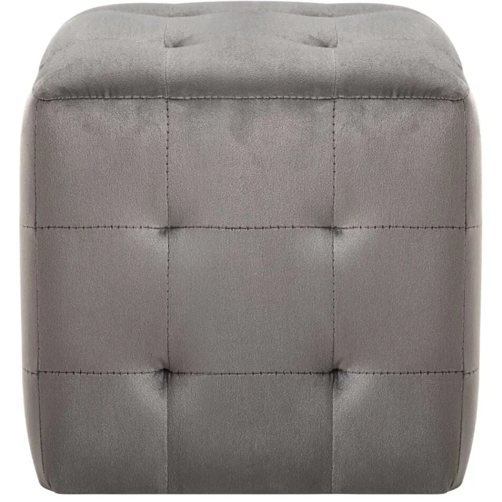 vidaXL Puf 2 unidades terciopelo 30x30x30 cm Gris New