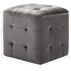 vidaXL Puf 2 unidades terciopelo 30x30x30 cm Gris New
