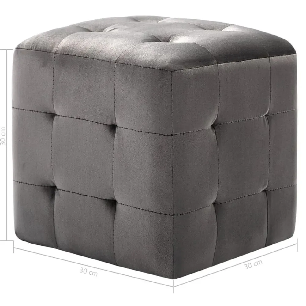 vidaXL Puf 2 unidades terciopelo 30x30x30 cm Gris New