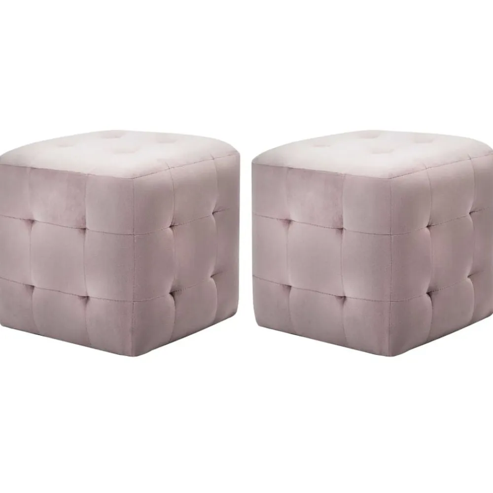 vidaXL Otomanas-Puf 2 unidades terciopelo 30x30x30 cm