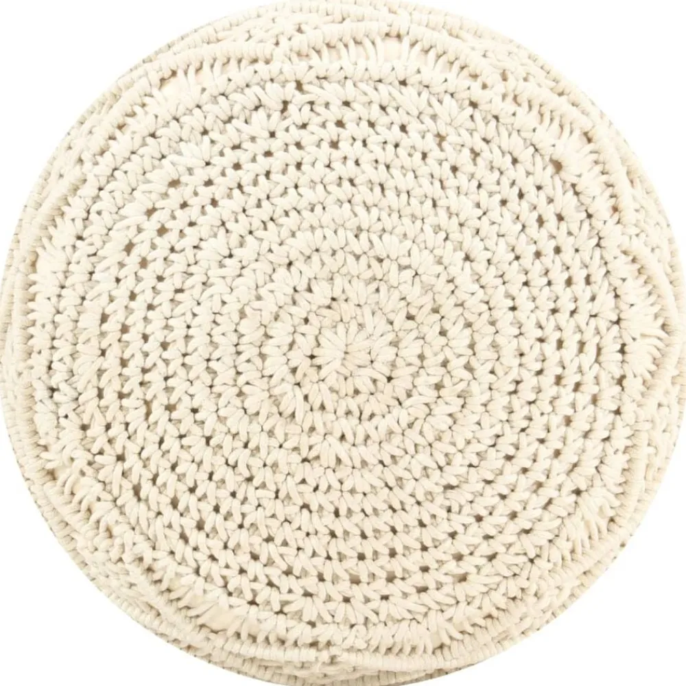 vidaXL Puf de macramé hecho a mano algodón 45x30 cm Blanco Clearance