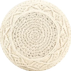 vidaXL Puf de macramé hecho a mano algodón 45x30 cm Blanco Clearance
