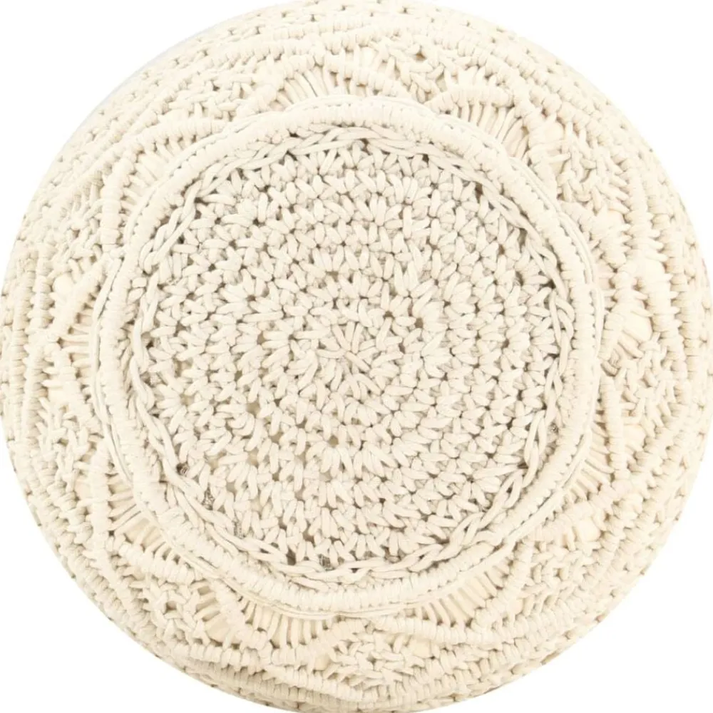 vidaXL Puf de macramé hecho a mano algodón 45x30 cm Blanco Clearance