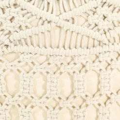 vidaXL Puf de macramé hecho a mano algodón 45x30 cm Blanco Clearance