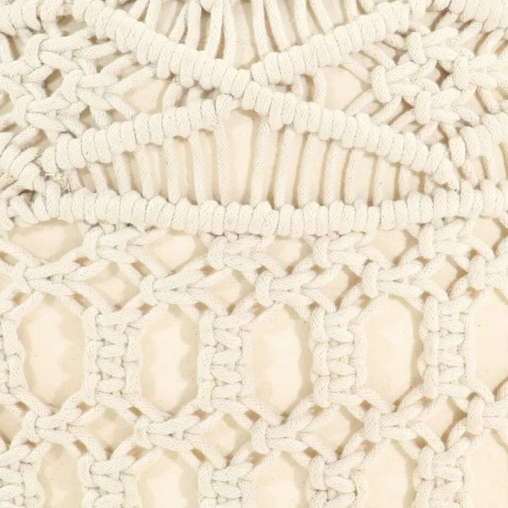 vidaXL Puf de macramé hecho a mano algodón 45x30 cm Blanco Clearance