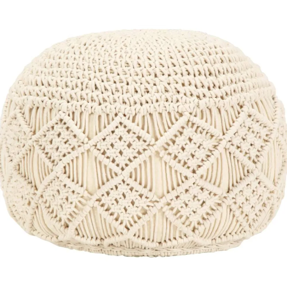 vidaXL Puf de macramé hecho a mano algodón 45x30 cm Blanco New