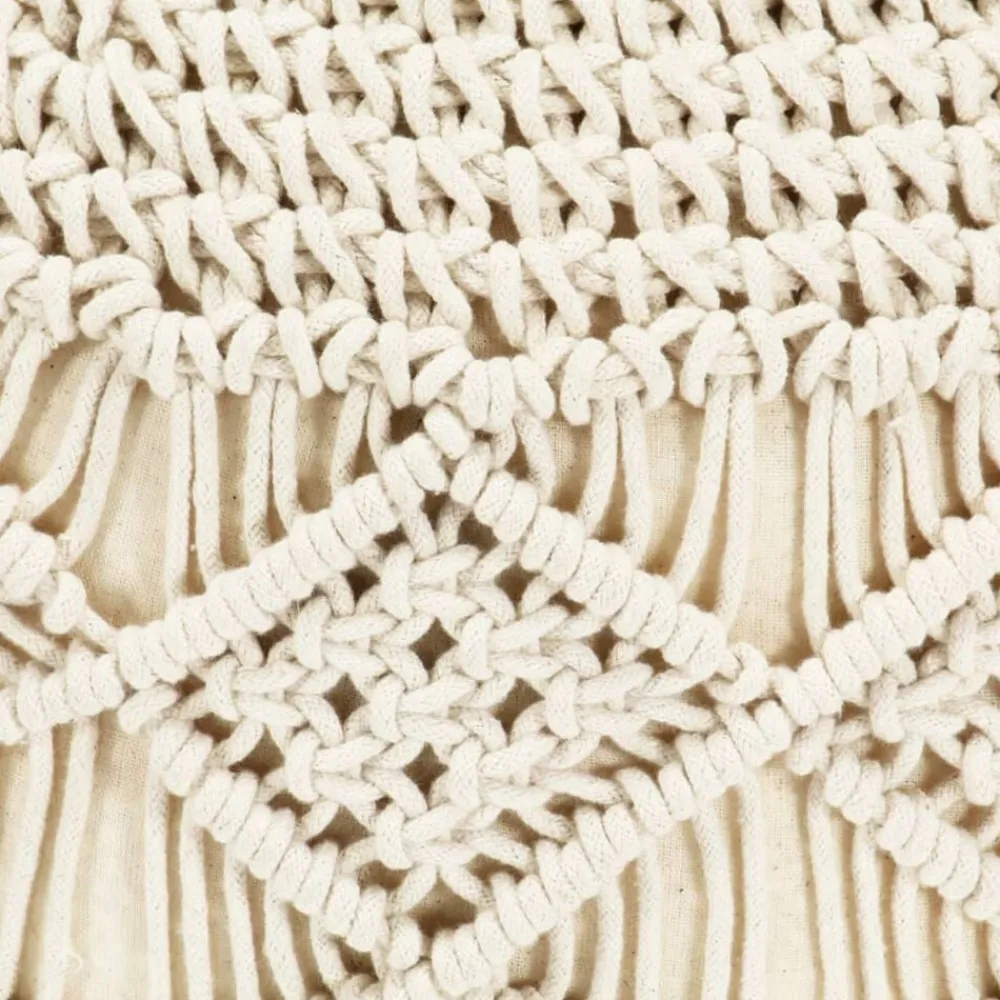 vidaXL Puf de macramé hecho a mano algodón 45x30 cm Blanco New