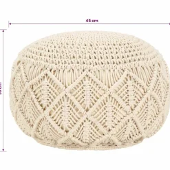 vidaXL Otomanas-Puf de macramé hecho a mano algodón 45x30 cm