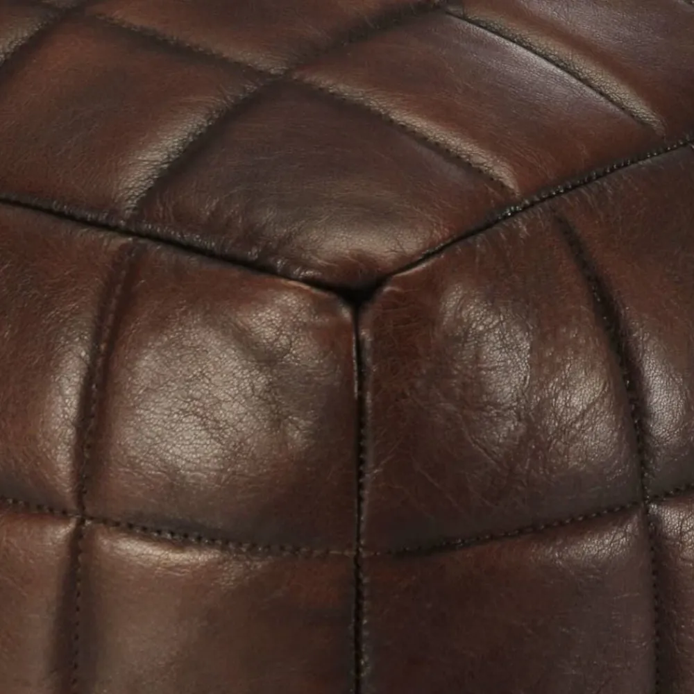 vidaXL Puf marrón oscuro 40x40x40 cm cuero auténtico de cabra Sale