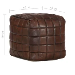 vidaXL Puf marrón oscuro 40x40x40 cm cuero auténtico de cabra Sale