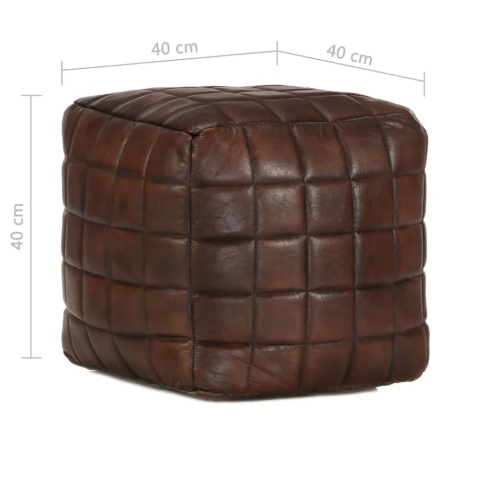 vidaXL Puf marrón oscuro 40x40x40 cm cuero auténtico de cabra Sale