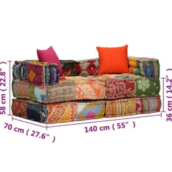 vidaXL Decoración-Puf modular de 2 plazas de tela