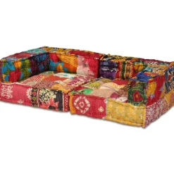 vidaXL Decoración-Puf modular de 2 plazas de tela