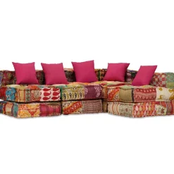 vidaXL Puf modular de 4 plazas de tela Patchwork Online