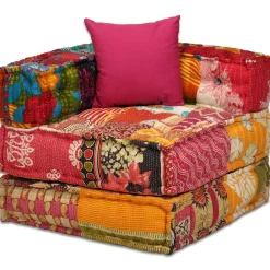 vidaXL Puf modular de 4 plazas de tela Patchwork Online
