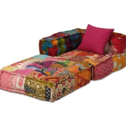 vidaXL Puf modular de 4 plazas de tela Patchwork Online