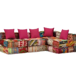 vidaXL Puf modular de 4 plazas de tela Patchwork Online