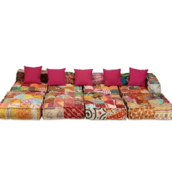 vidaXL Puf modular de 4 plazas de tela Patchwork Online