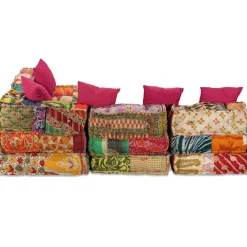 vidaXL Puf modular de 4 plazas de tela Patchwork Online