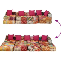 vidaXL Puf modular de 4 plazas de tela Patchwork Online