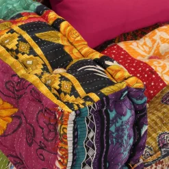 vidaXL Puf modular de 4 plazas de tela Patchwork Online