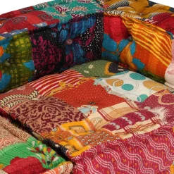 vidaXL Puf modular de 4 plazas de tela Patchwork Online