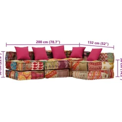 vidaXL Puf modular de 4 plazas de tela Patchwork Online
