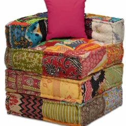vidaXL Puf modular de 4 plazas de tela Patchwork Online
