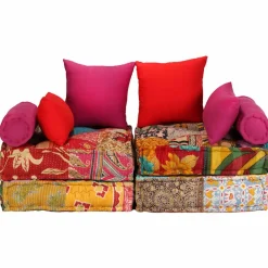 vidaXL Decoración-Puf modular de 2 plazas de tela