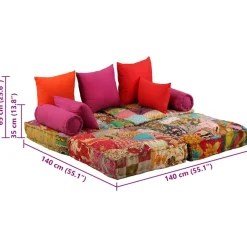 vidaXL Decoración-Puf modular de 2 plazas de tela