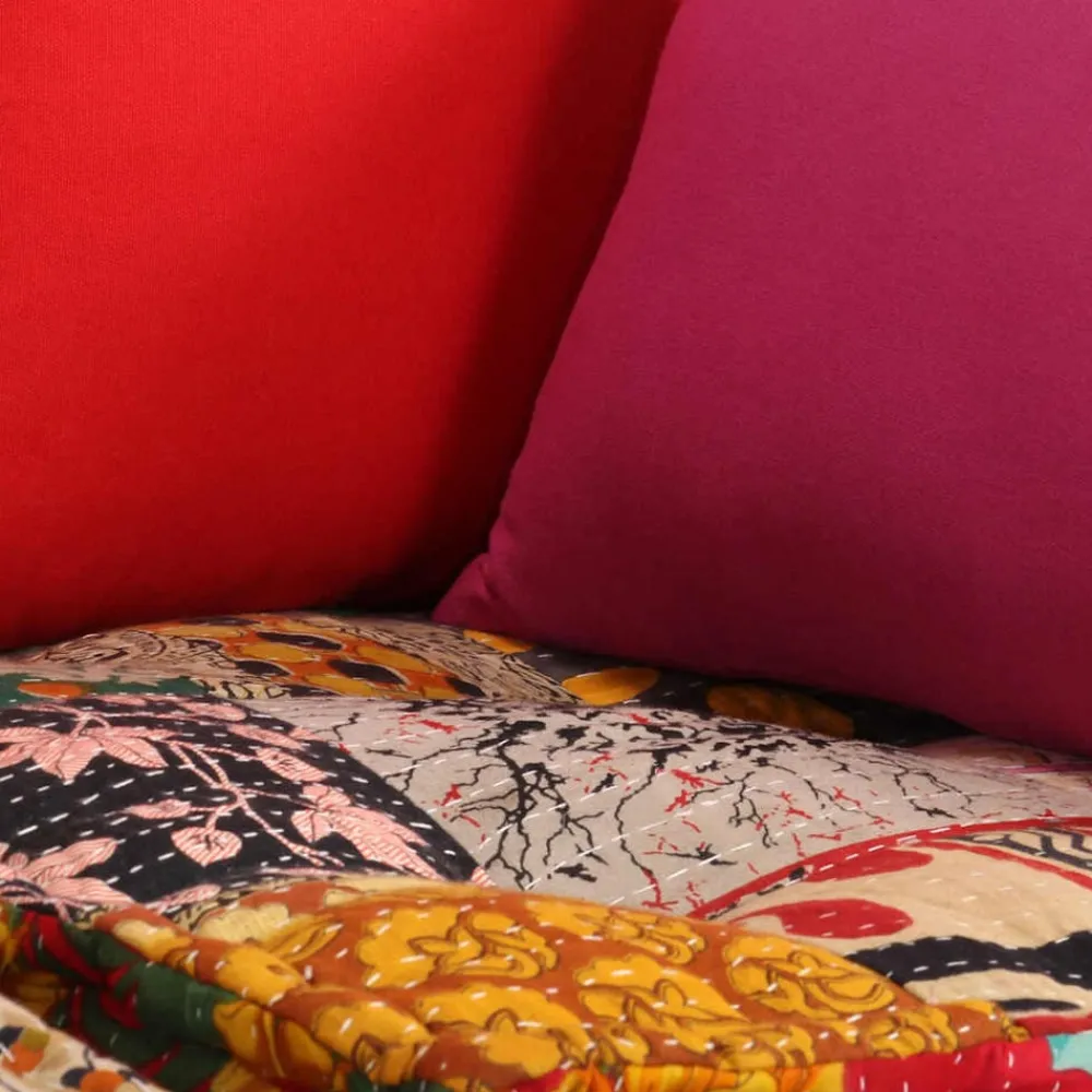 vidaXL Decoración-Puf modular de 2 plazas de tela
