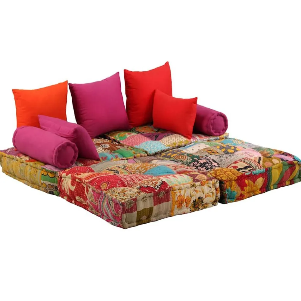 vidaXL Decoración-Puf modular de 2 plazas de tela