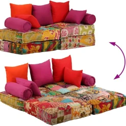 vidaXL Decoración-Puf modular de 2 plazas de tela