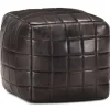 vidaXL Puf negro 40x40x40 cm cuero auténtico de cabra Online