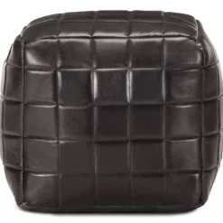 vidaXL Puf negro 40x40x40 cm cuero auténtico de cabra Online
