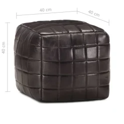 vidaXL Puf negro 40x40x40 cm cuero auténtico de cabra Online