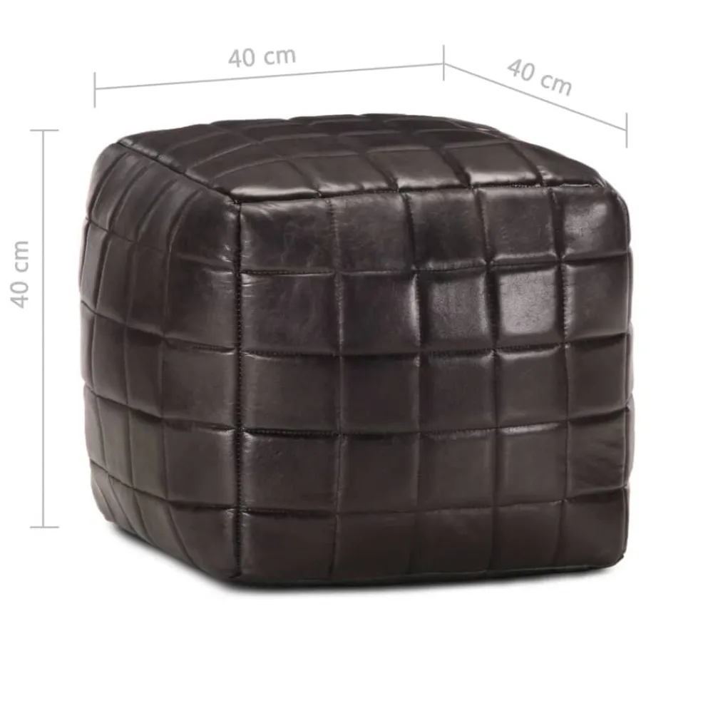 vidaXL Puf negro 40x40x40 cm cuero auténtico de cabra Online
