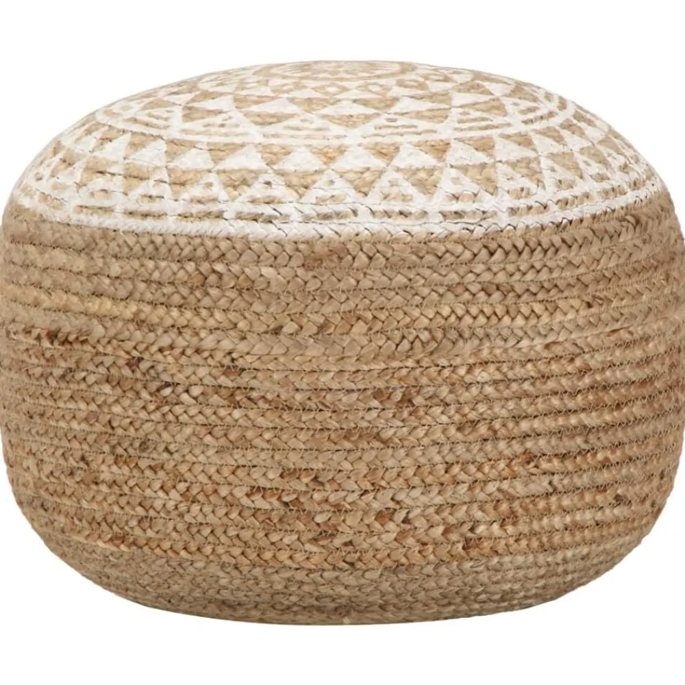 vidaXL Puf tejido a mano yute 45x30 cm Blanco Discount
