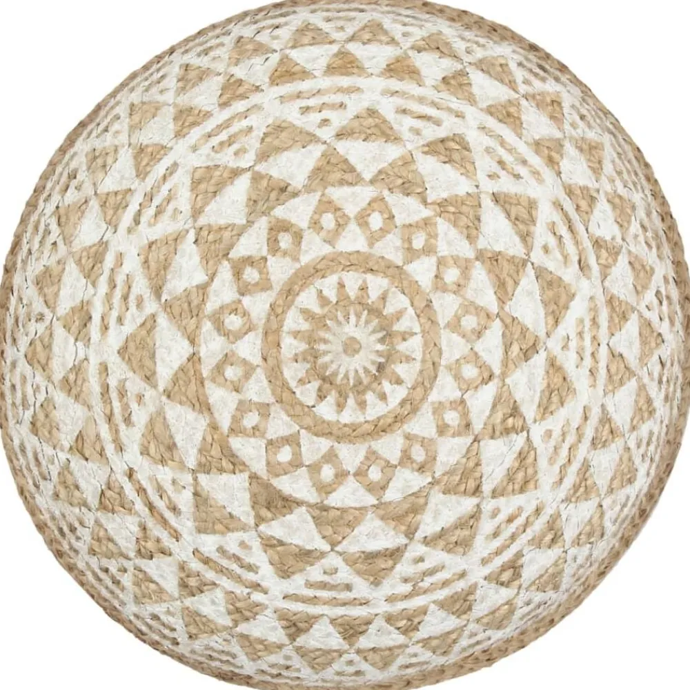 vidaXL Puf tejido a mano yute 45x30 cm Blanco Discount