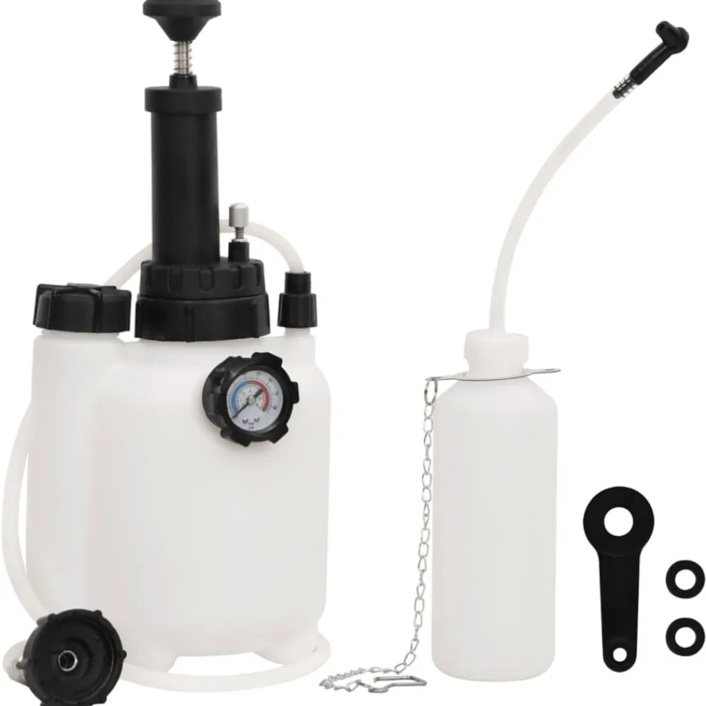 vidaXL Herramientas-Purgador de frenos blanco y negro 3 L